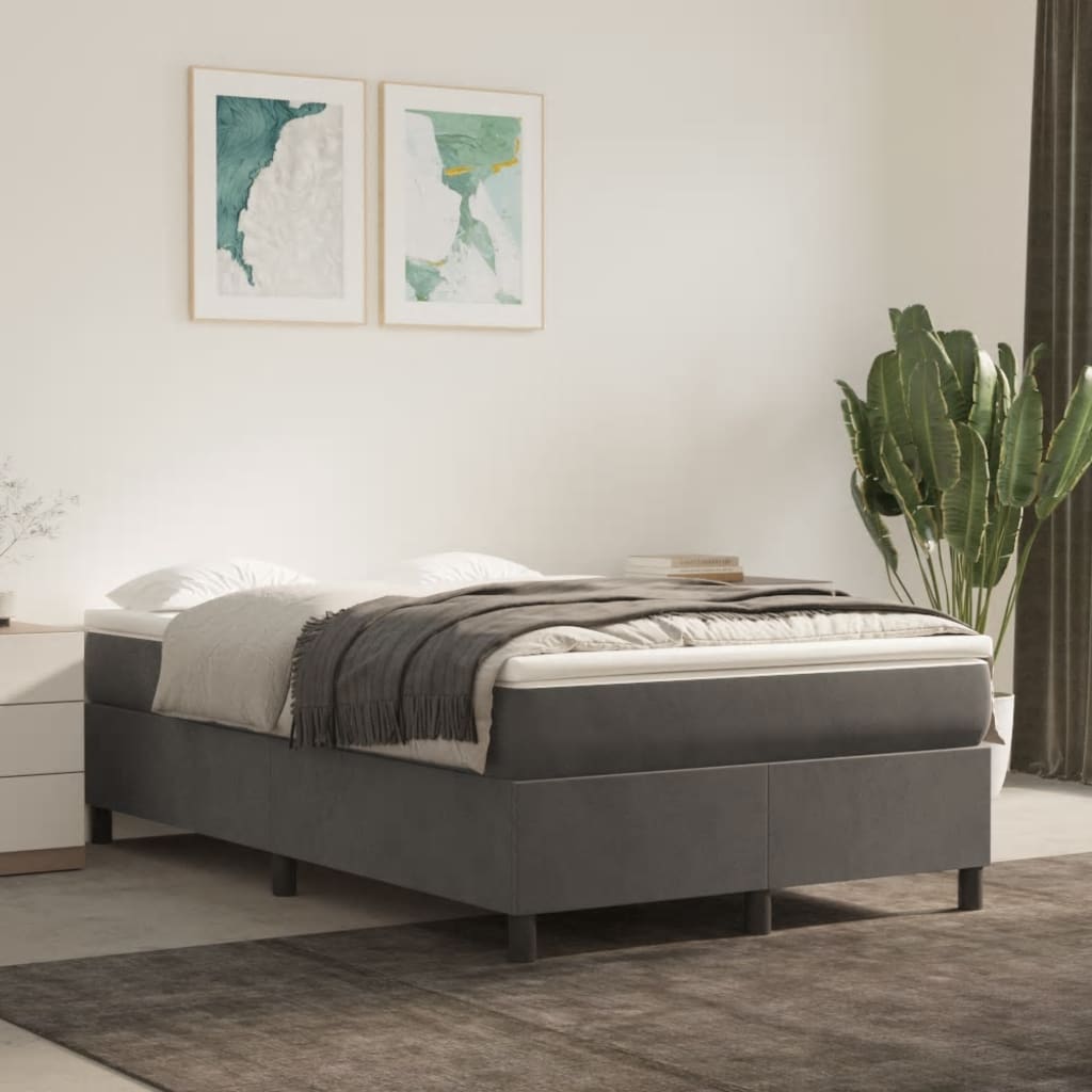 Box Spring Postel S Matrací Tmavě Šedý 120X190 Cm Samet