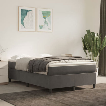 Box Spring Postel S Matrací Tmavě Šedý 120X190 Cm Samet