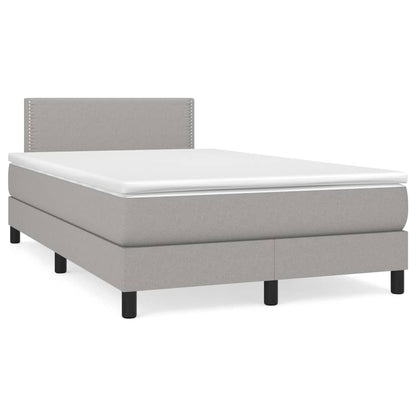 Box Spring Postel S Matrací Textil Světle Šedá