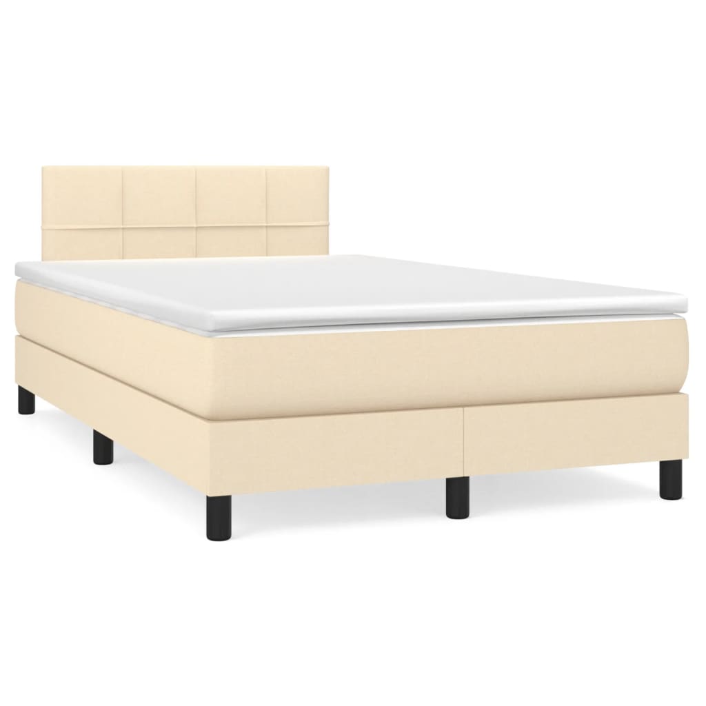 Box Spring Postel S Matrací Textil Krémová