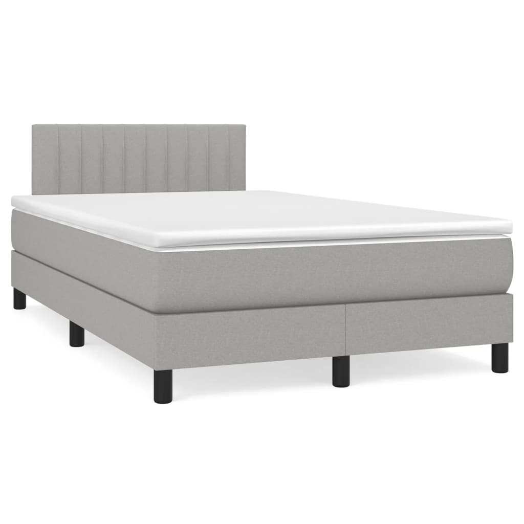 Box Spring Postel S Matrací Textil Světle Šedá