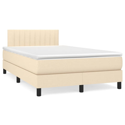 Box Spring Postel S Matrací Textil Krémová