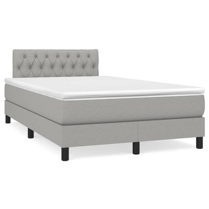 Box Spring Postel S Matrací Textil Světle Šedá