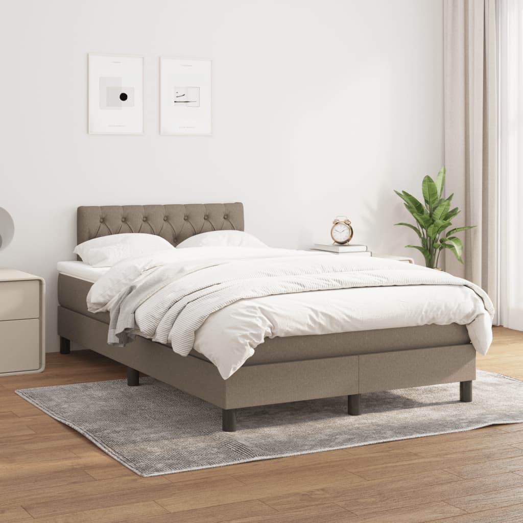 Box Spring Postel S Matrací Taupe 120X190 Cm Textil