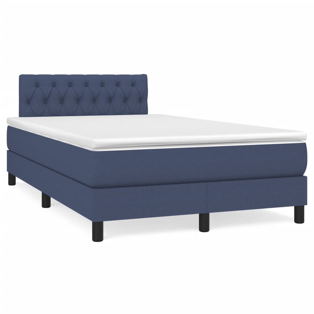 Box Spring Postel S Matrací Textil Modrá