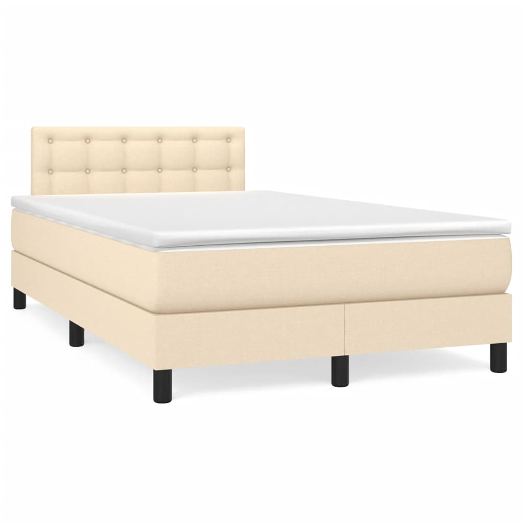 Box Spring Postel S Matrací Textil Krémová
