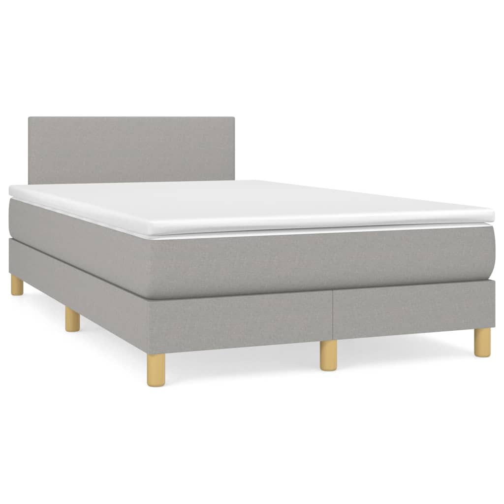 Box Spring Postel S Matrací Textil Světle Šedá