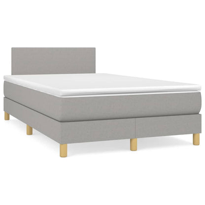 Box Spring Postel S Matrací Textil Světle Šedá