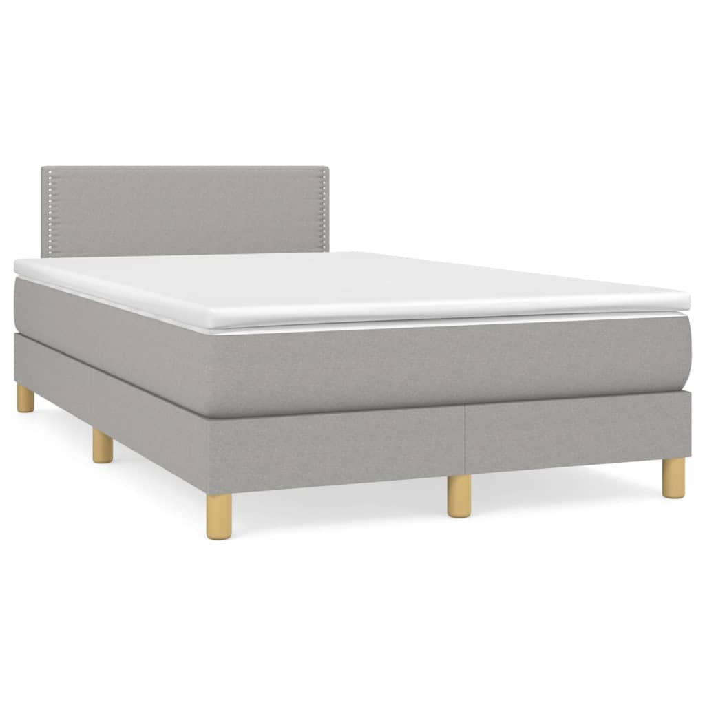 Box Spring Postel S Matrací Textil Světle Šedá