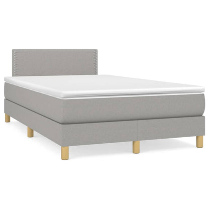 Box Spring Postel S Matrací Textil Světle Šedá
