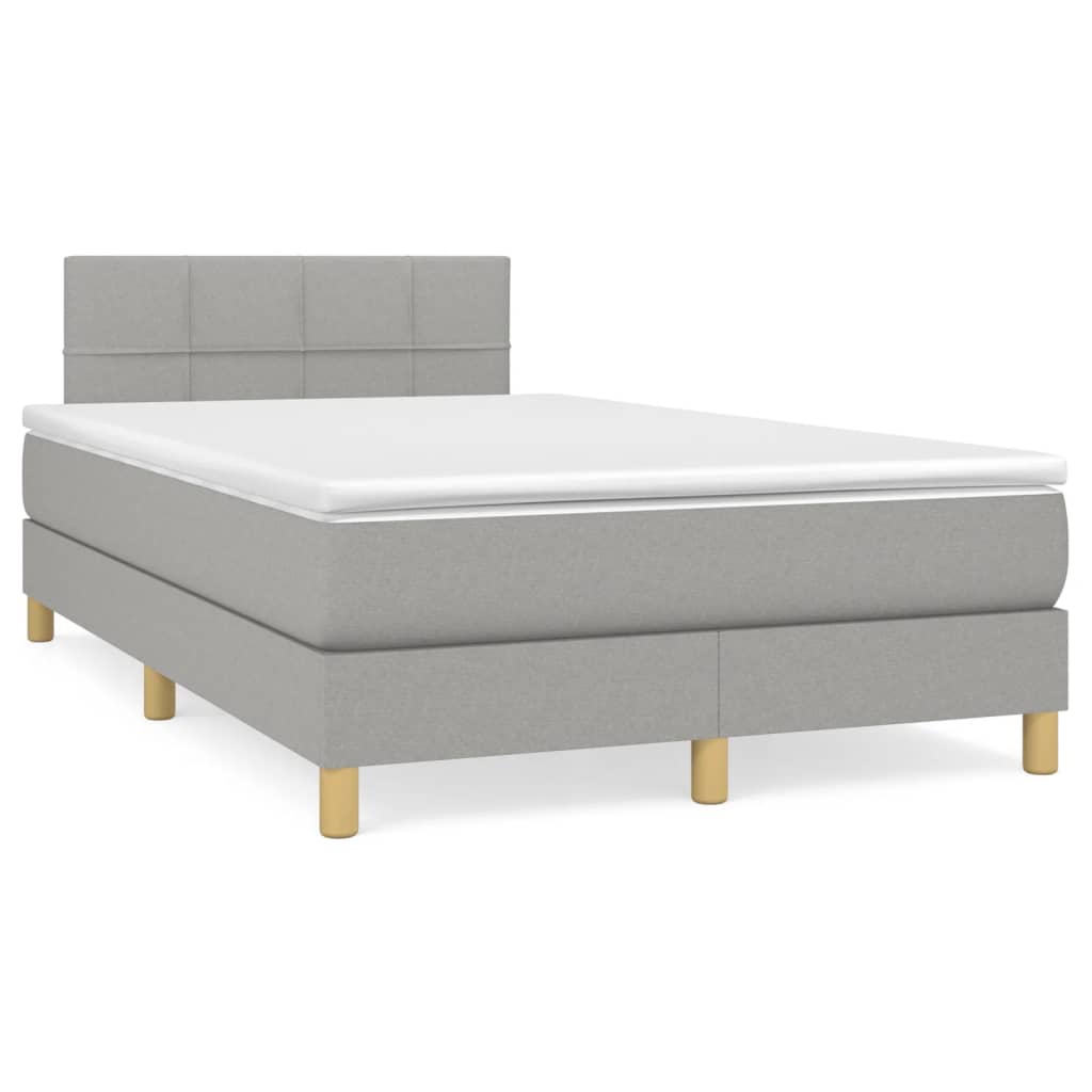 Box Spring Postel S Matrací Textil Světle Šedá