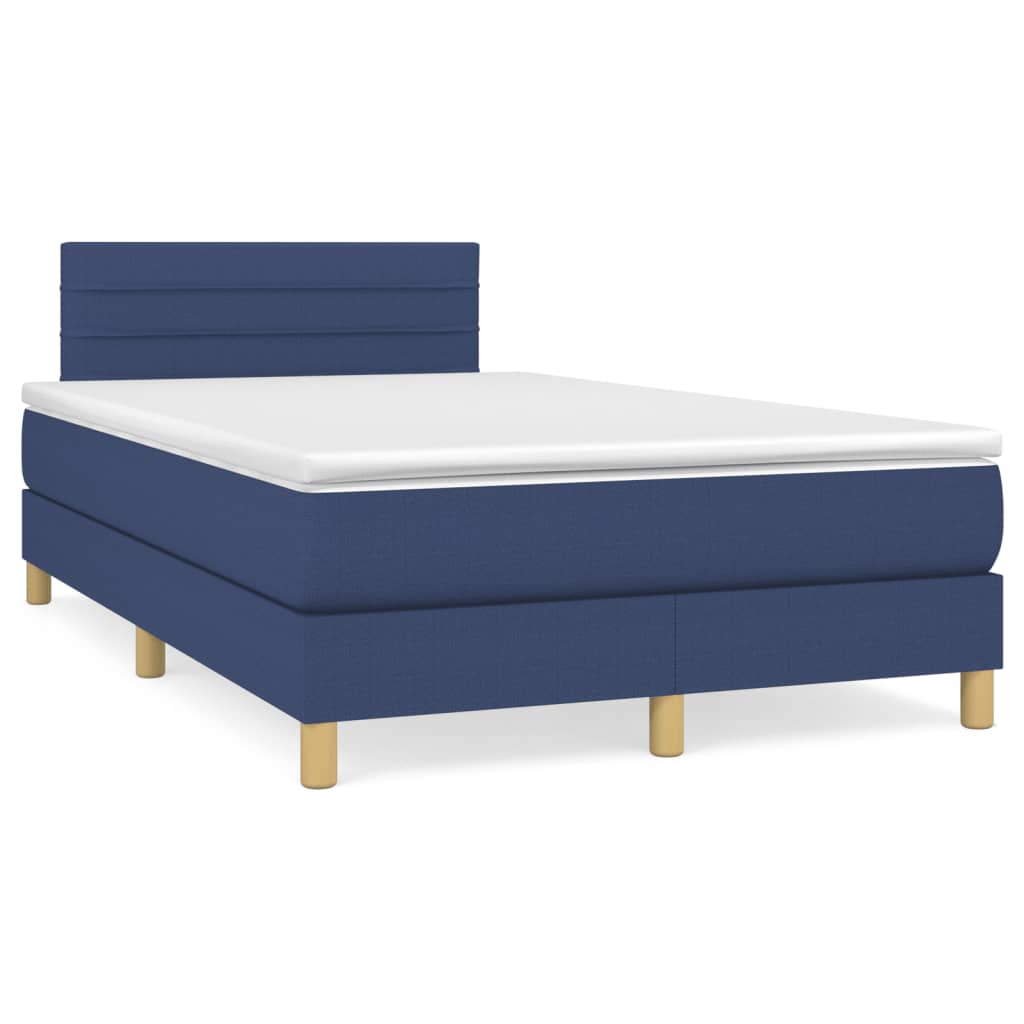 Box Spring Postel S Matrací Textil Modrá