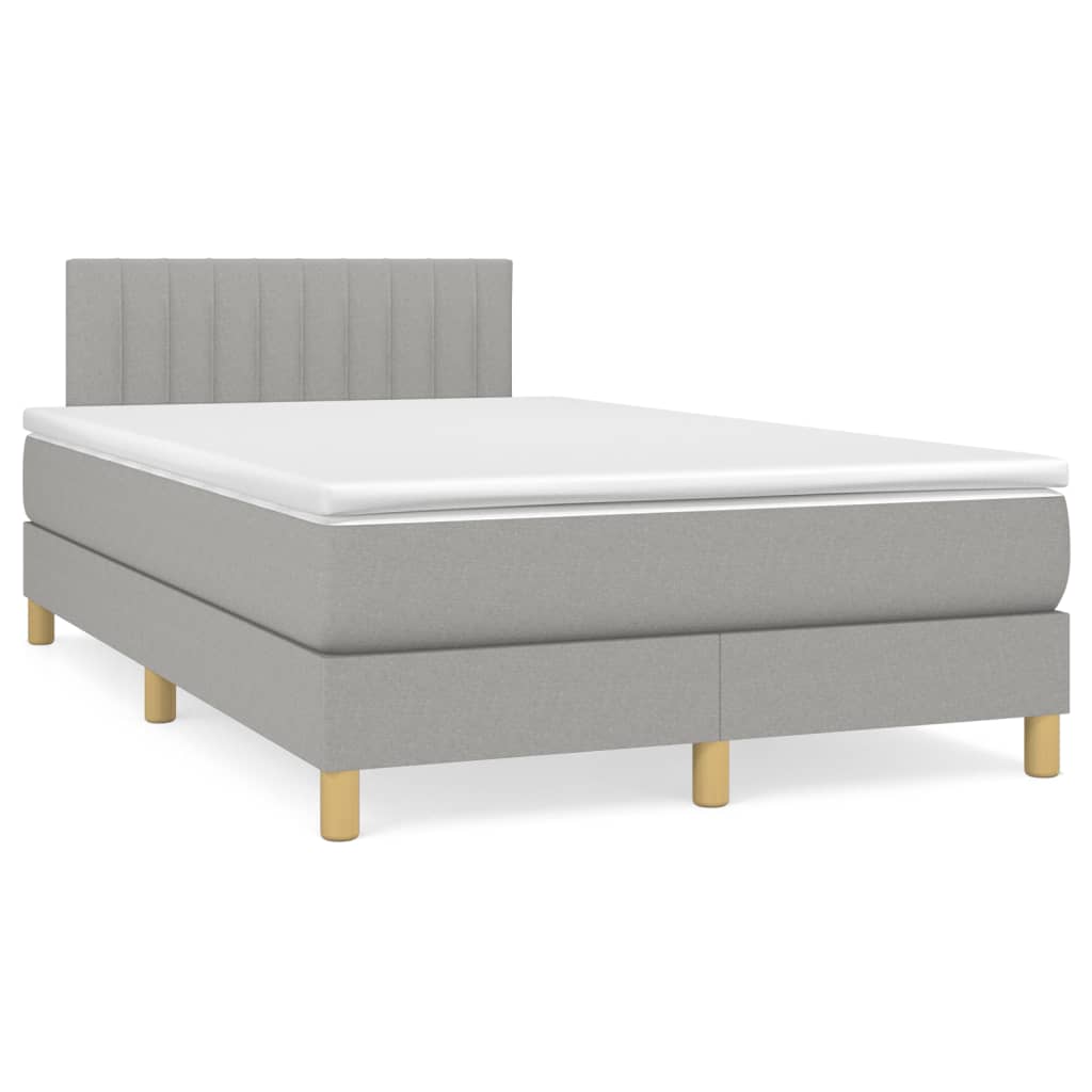 Box Spring Postel S Matrací Textil Světle Šedá