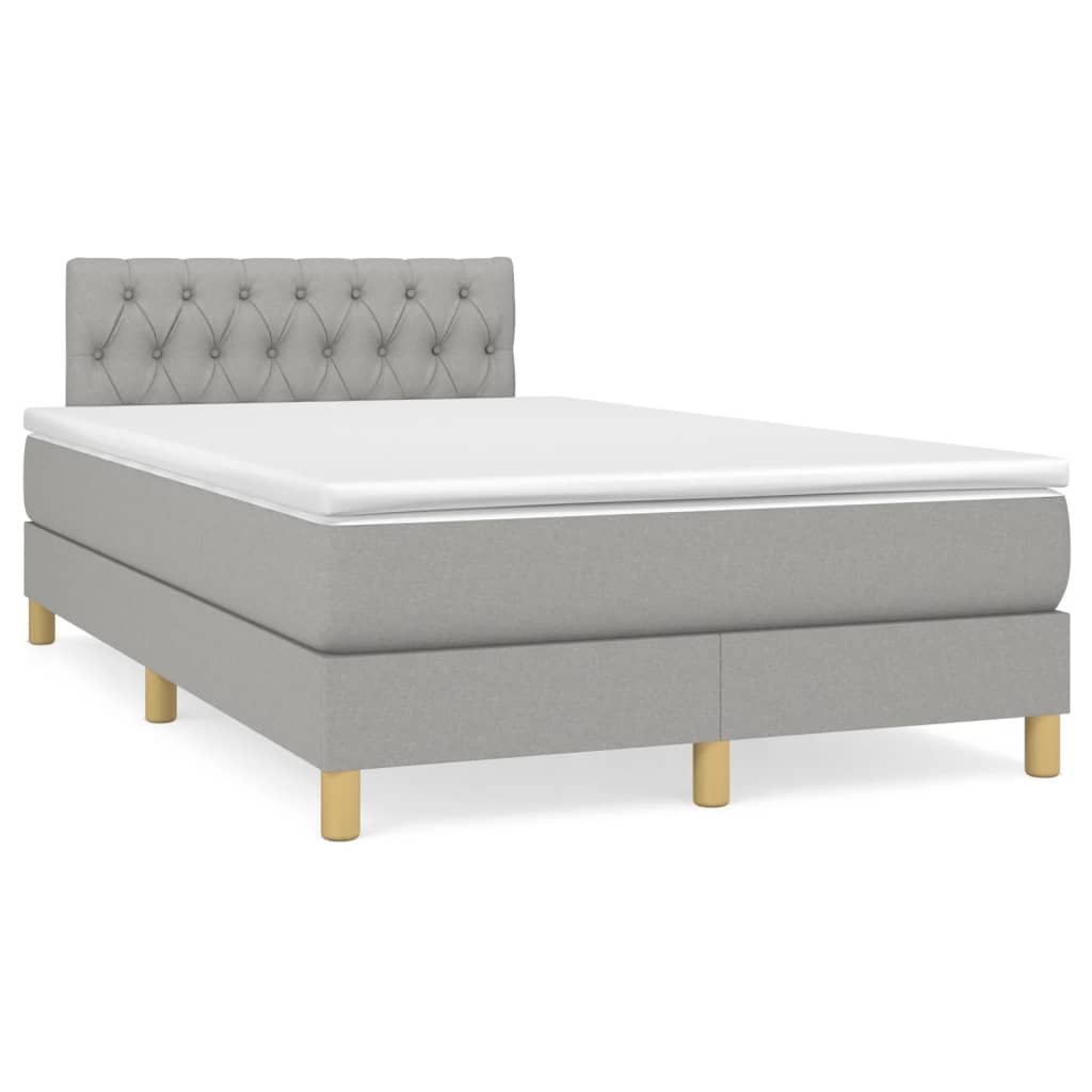 Box Spring Postel S Matrací Textil Světle Šedá