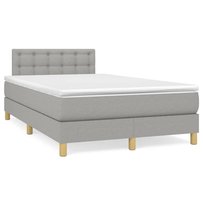 Box Spring Postel S Matrací Textil Světle Šedá