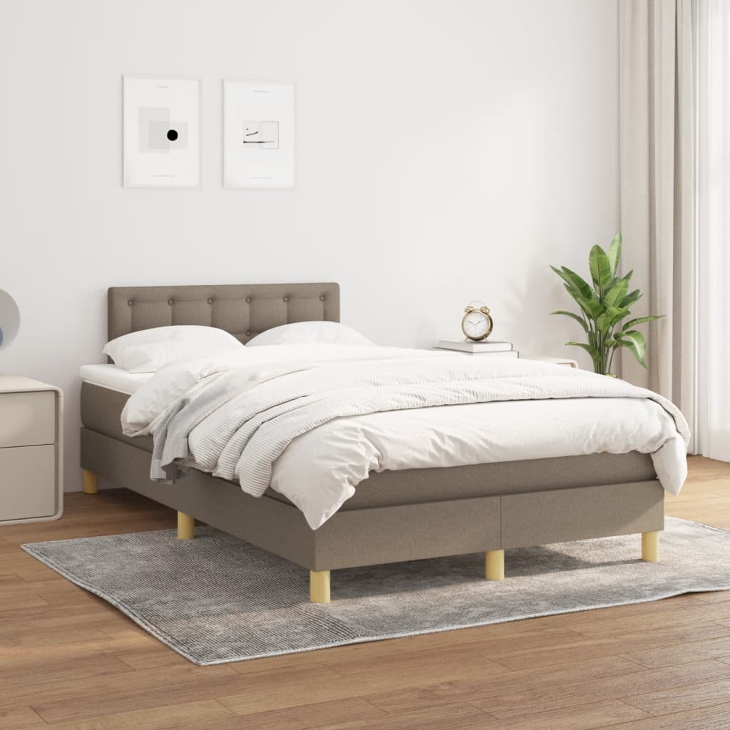 Box Spring Postel S Matrací Taupe 120X190 Cm Textil