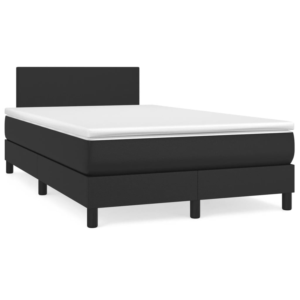 Box Spring Postel S Matrací Černá Umělá Kůže Černá