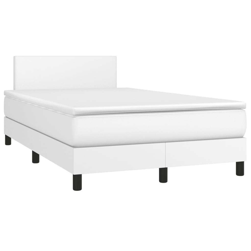 Box Spring Postel S Matrací Umělá Kůže Bílá