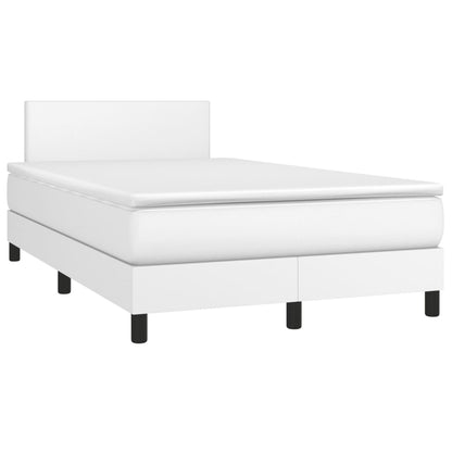 Box Spring Postel S Matrací Umělá Kůže Bílá