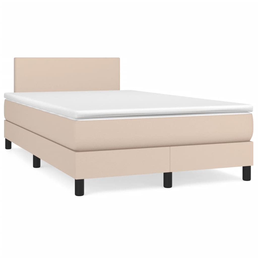 Box Spring Postel S Matrací Cappuccino 120X190 Cm Umělá Kůže
