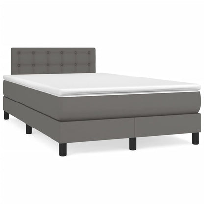 Box Spring Postel S Matrací Šedá Umělá Kůže Šedá