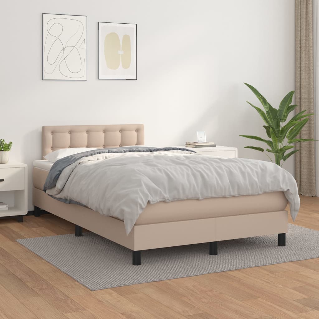 Box Spring Postel S Matrací Cappuccino 120X190 Cm Umělá Kůže