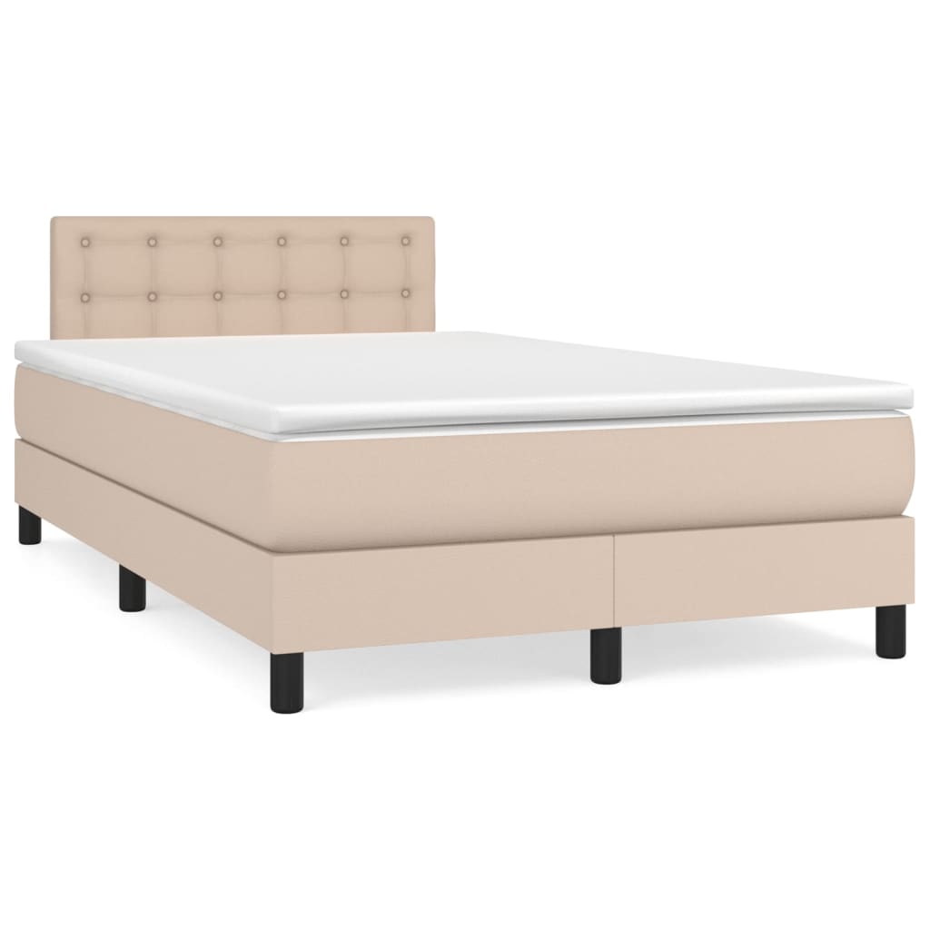 Box Spring Postel S Matrací Cappuccino 120X190 Cm Umělá Kůže