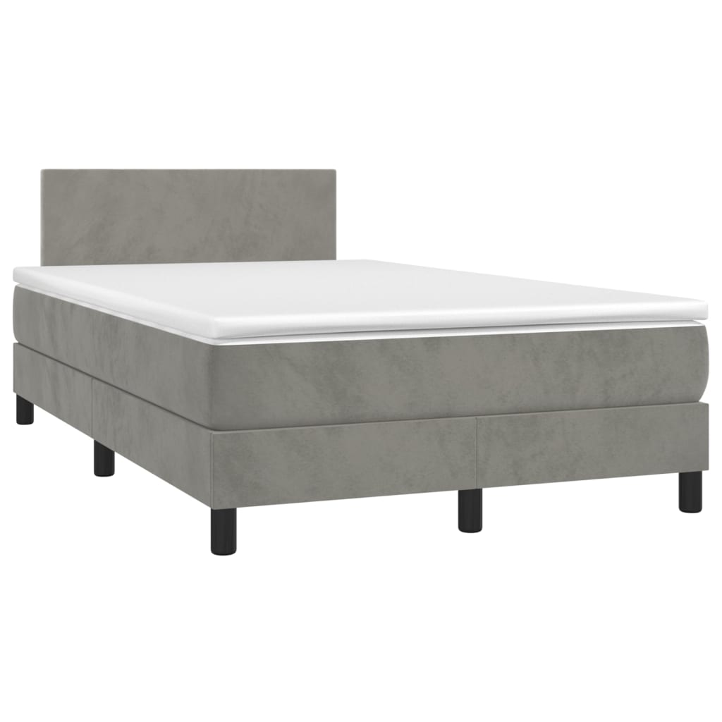 Box Spring Postel S Matrací Samet Světle Šedá