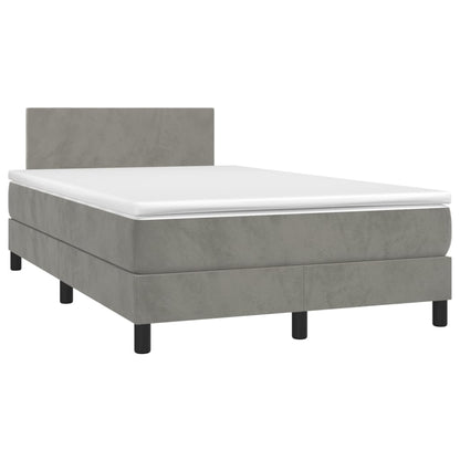 Box Spring Postel S Matrací Samet Světle Šedá