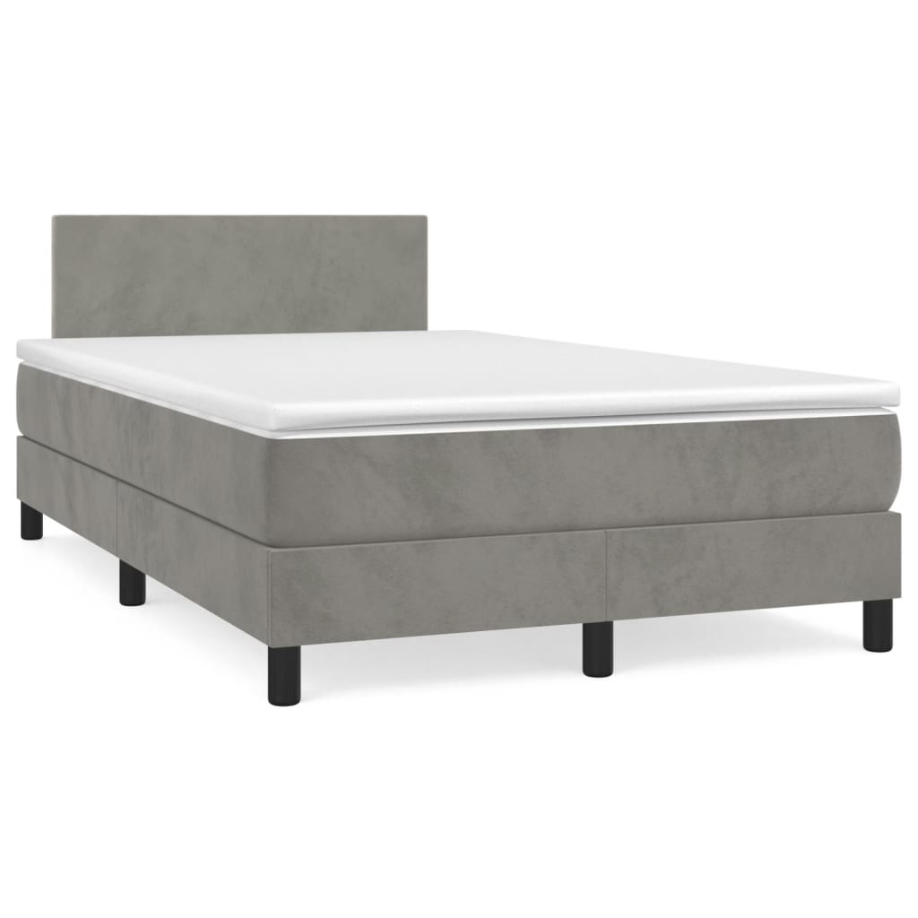 Box Spring Postel S Matrací Samet Světle Šedá