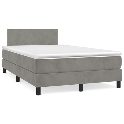Box Spring Postel S Matrací Samet Světle Šedá