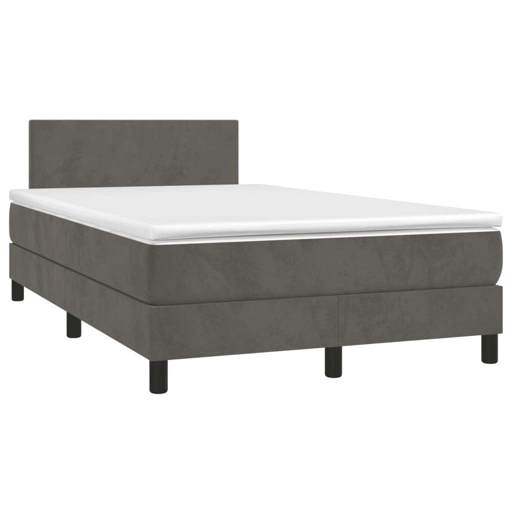 Box Spring Postel S Matrací Tmavě Šedý Samet Tmavě Šedá