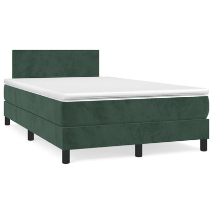 Box Spring Postel S Matrací Tmavě Zelená 120X190 Cm Samet
