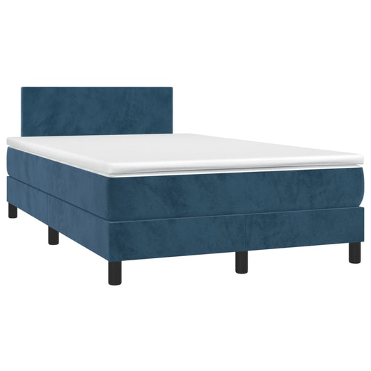 Box Spring Postel S Matrací Tmavě Modrá Samet Tmavě Moddrá