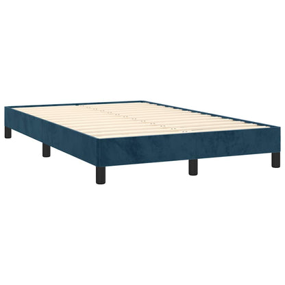 Box Spring Postel S Matrací Tmavě Modrá Samet Tmavě Moddrá