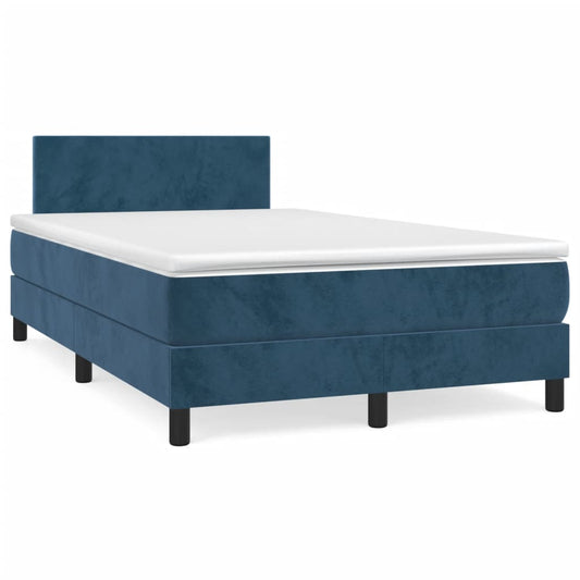 Box Spring Postel S Matrací Tmavě Modrá Samet Tmavě Moddrá