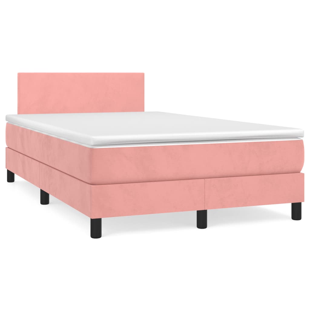 Box Spring Postel S Matrací Růžová 120X190 Cm Samet