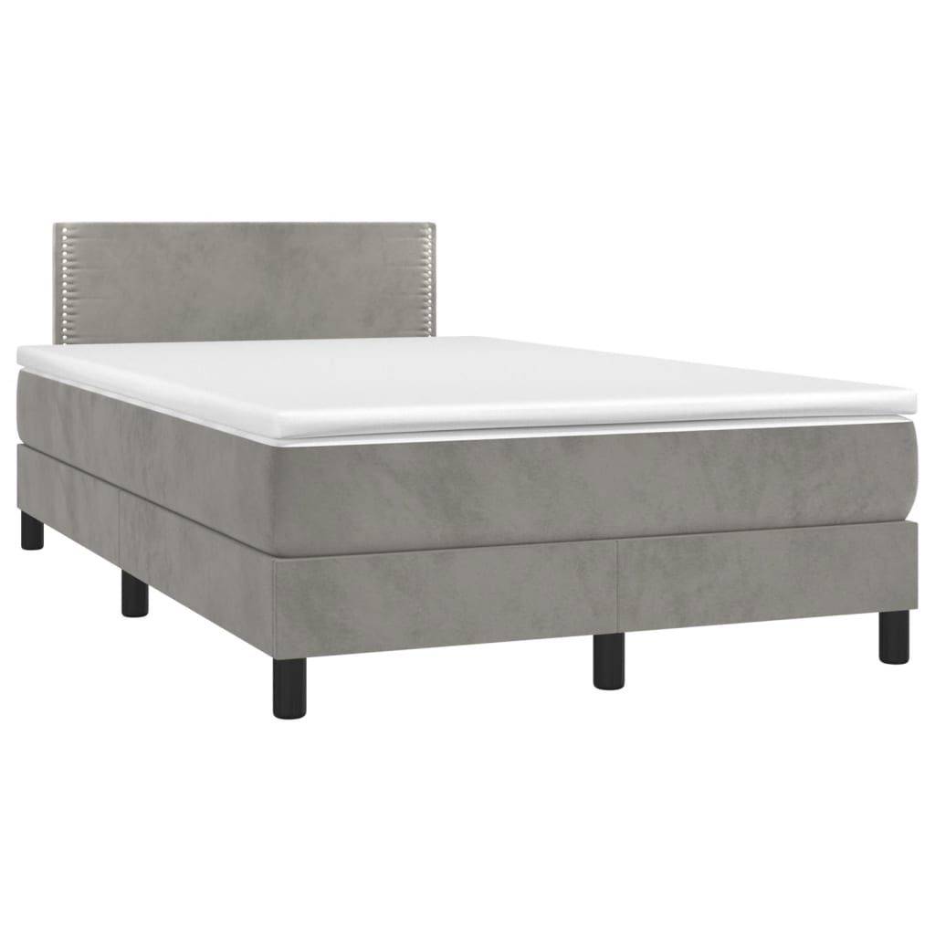 Box Spring Postel S Matrací Světle Šedá 120X190 Cm Samet