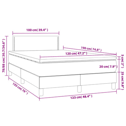 Box Spring Postel S Matrací Světle Šedá 120X190 Cm Samet