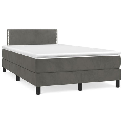 Box Spring Postel S Matrací Tmavě Šedý 120X190 Cm Samet
