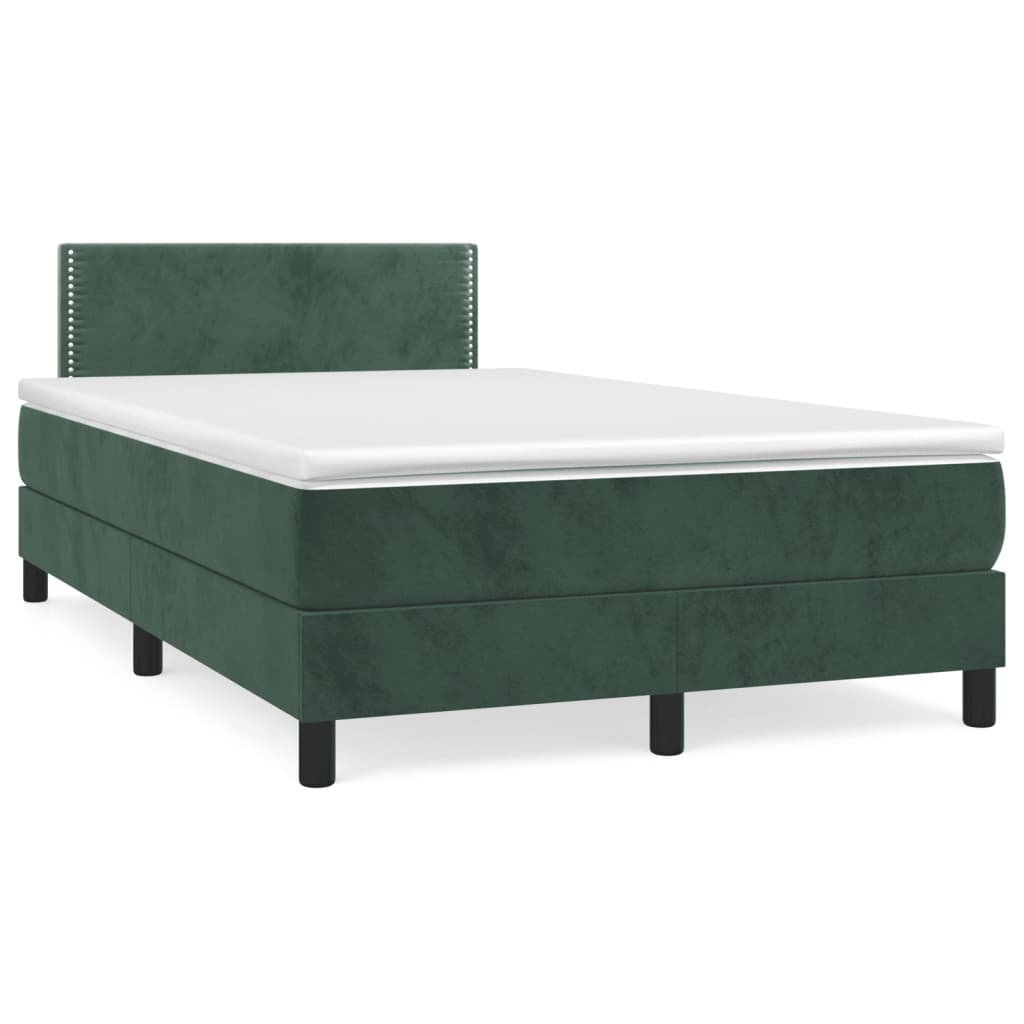 Box Spring Postel S Matrací Tmavě Zelená 120X190 Cm Samet