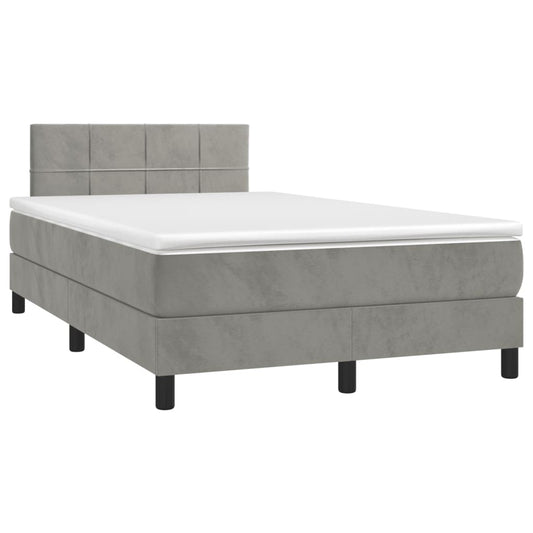 Box Spring Postel S Matrací Samet Světle Šedá