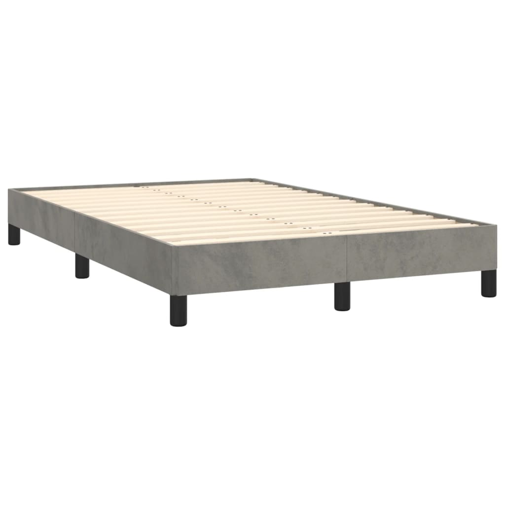 Box Spring Postel S Matrací Samet Světle Šedá