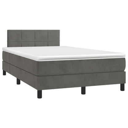 Box Spring Postel S Matrací Tmavě Šedý Samet Tmavě Šedá