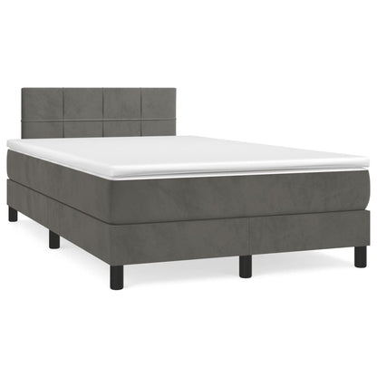 Box Spring Postel S Matrací Tmavě Šedý Samet Tmavě Šedá