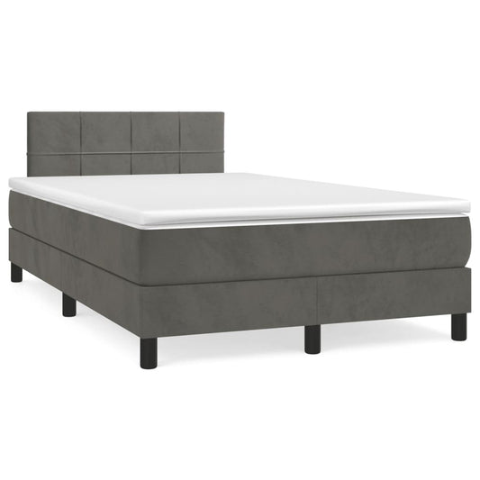Box Spring Postel S Matrací Tmavě Šedý Samet Tmavě Šedá