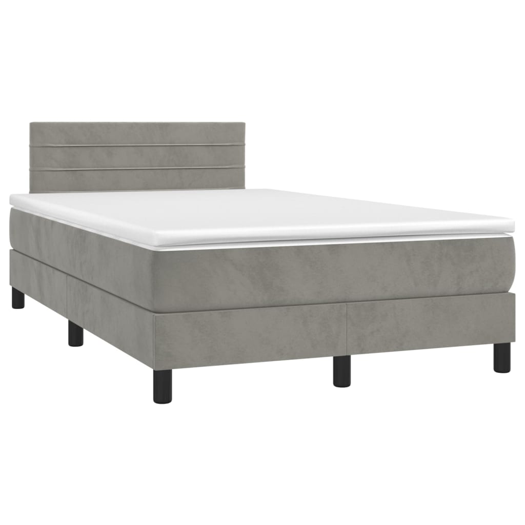 Box Spring Postel S Matrací Světle Šedá 120X190 Cm Samet