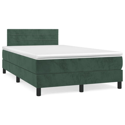 Box Spring Postel S Matrací Tmavě Zelená 120X190 Cm Samet