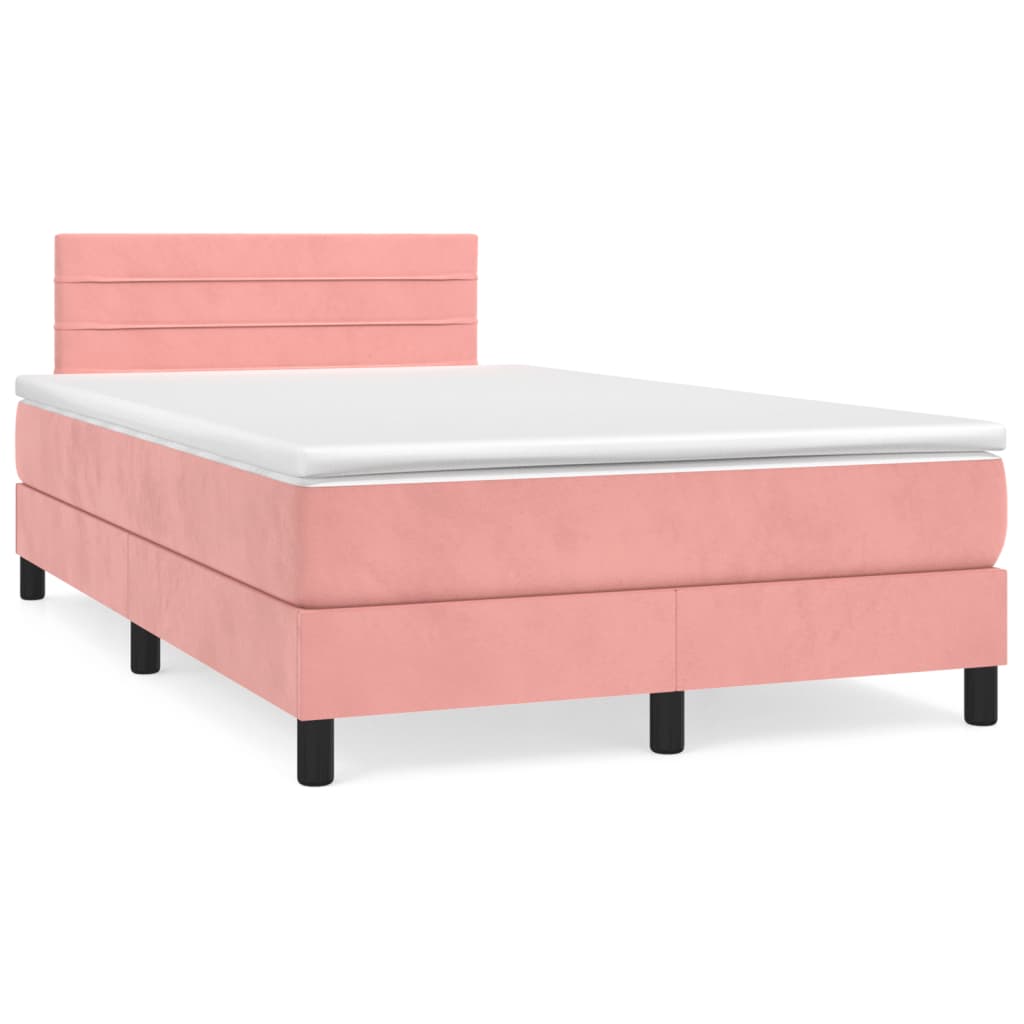 Box Spring Postel S Matrací Růžová 120X190 Cm Samet