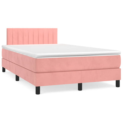 Box Spring Postel S Matrací Růžová 120X190 Cm Samet